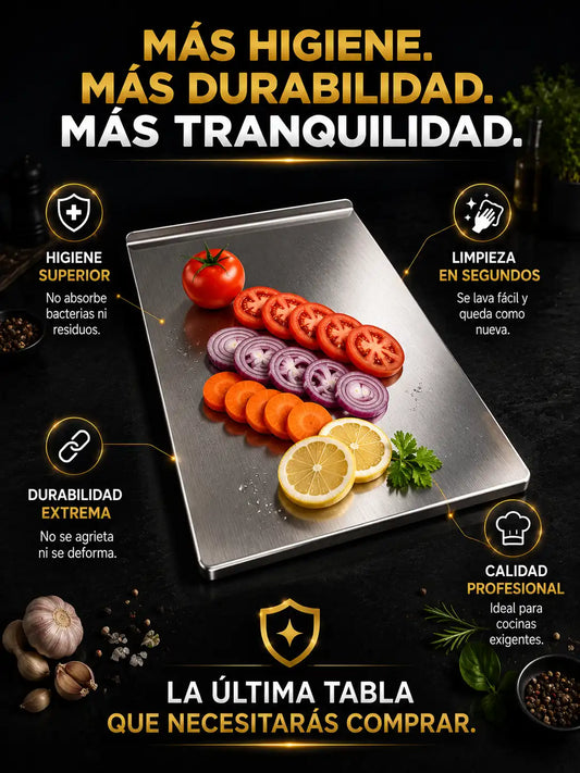 Tabla en Acero Inoxidable con Borde · Higiene + Durabilidad +  ENVÍO GRATIS🚚