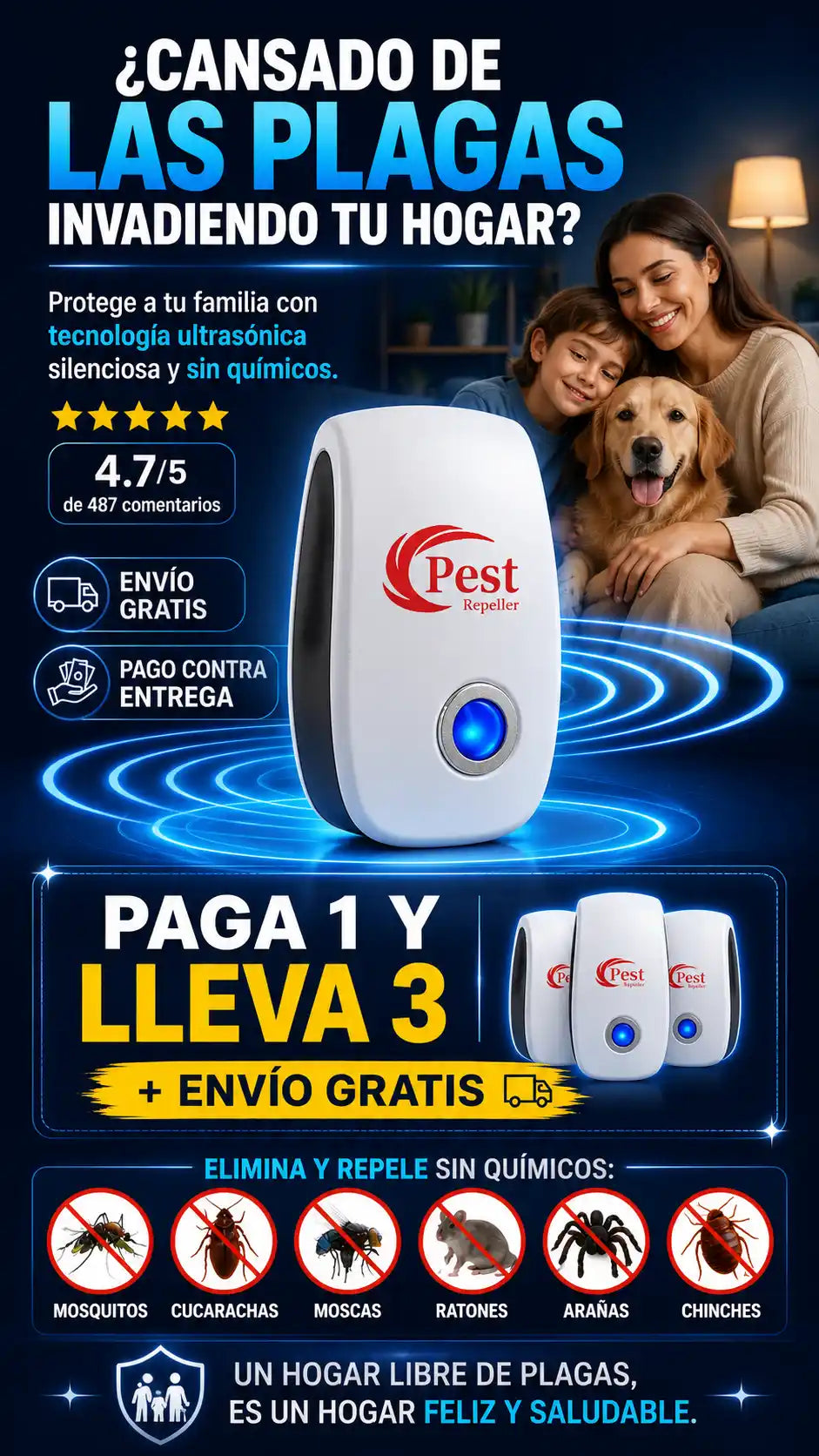 Plagas Nunca Más (REPELENTE ULTRASONICO - PAGA 1 Y LLEVA 3)