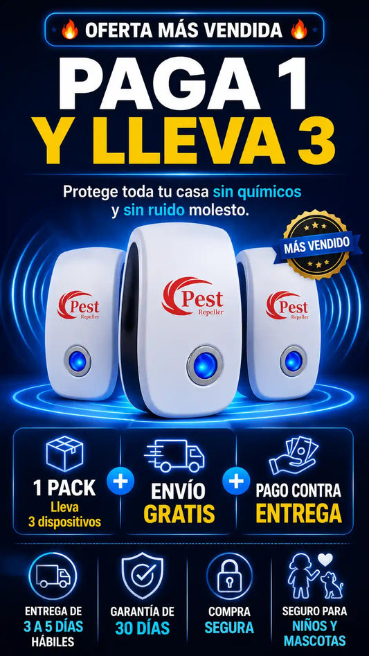 Plagas Nunca Más (REPELENTE ULTRASONICO - PAGA 1 Y LLEVA 3)