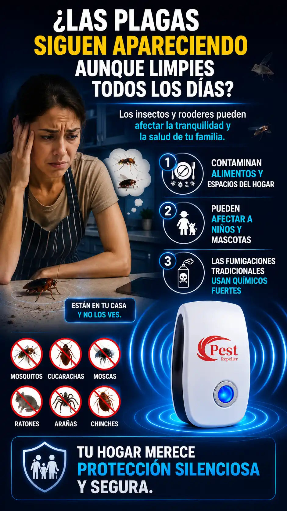 Plagas Nunca Más (REPELENTE ULTRASONICO - PAGA 1 Y LLEVA 3)