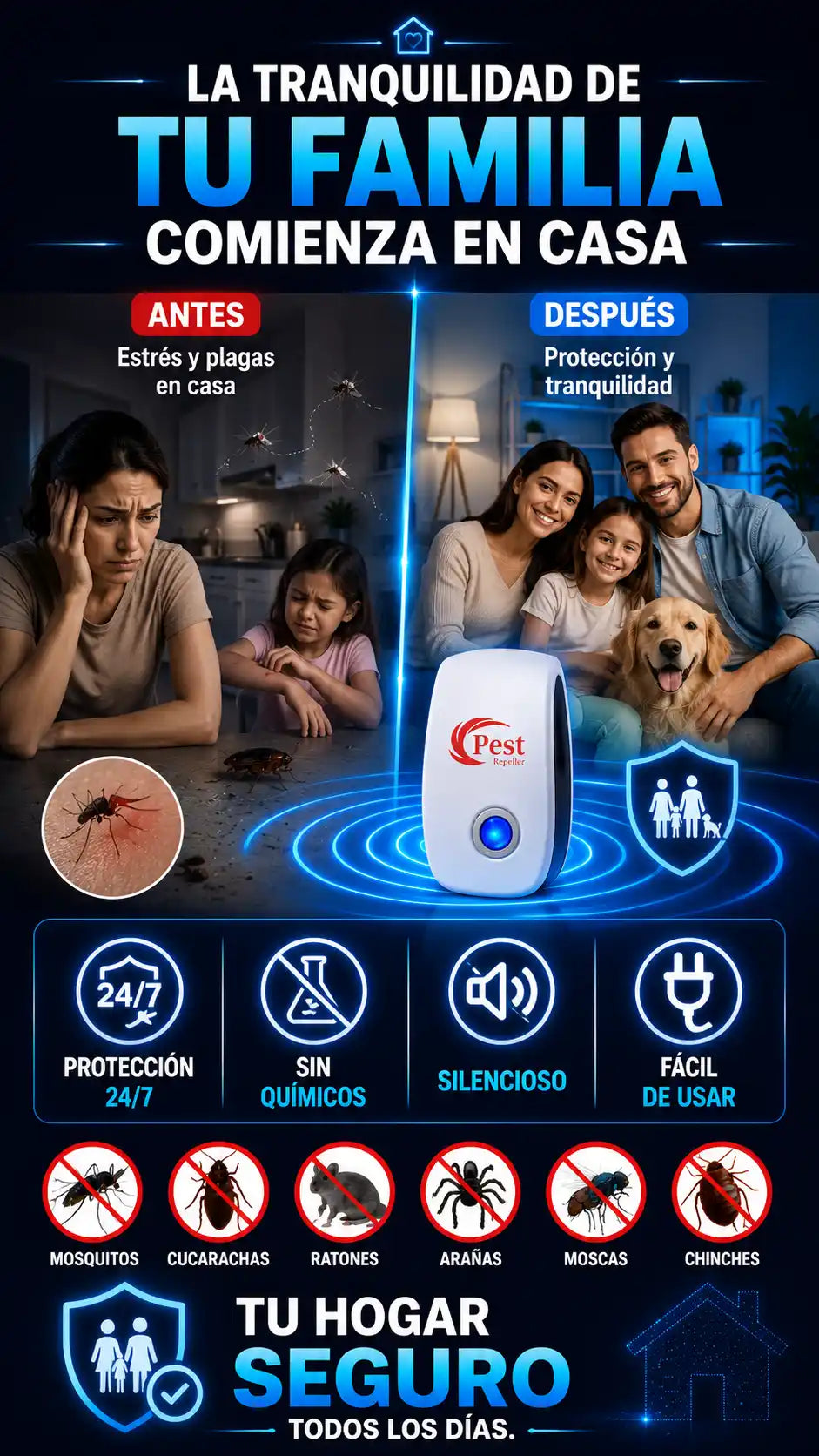 Plagas Nunca Más (REPELENTE ULTRASONICO - PAGA 1 Y LLEVA 3)