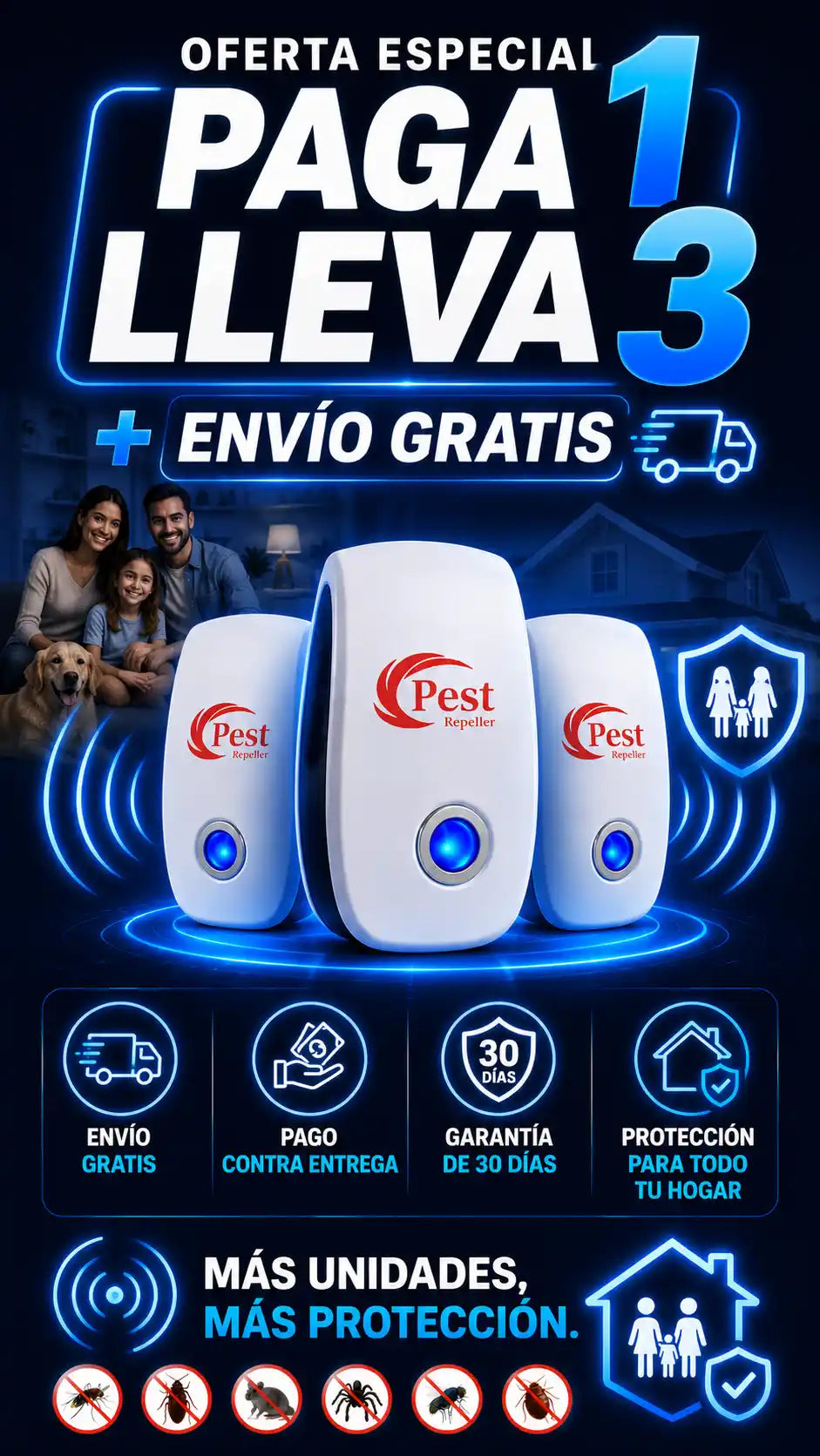 Plagas Nunca Más (REPELENTE ULTRASONICO - PAGA 1 Y LLEVA 3)