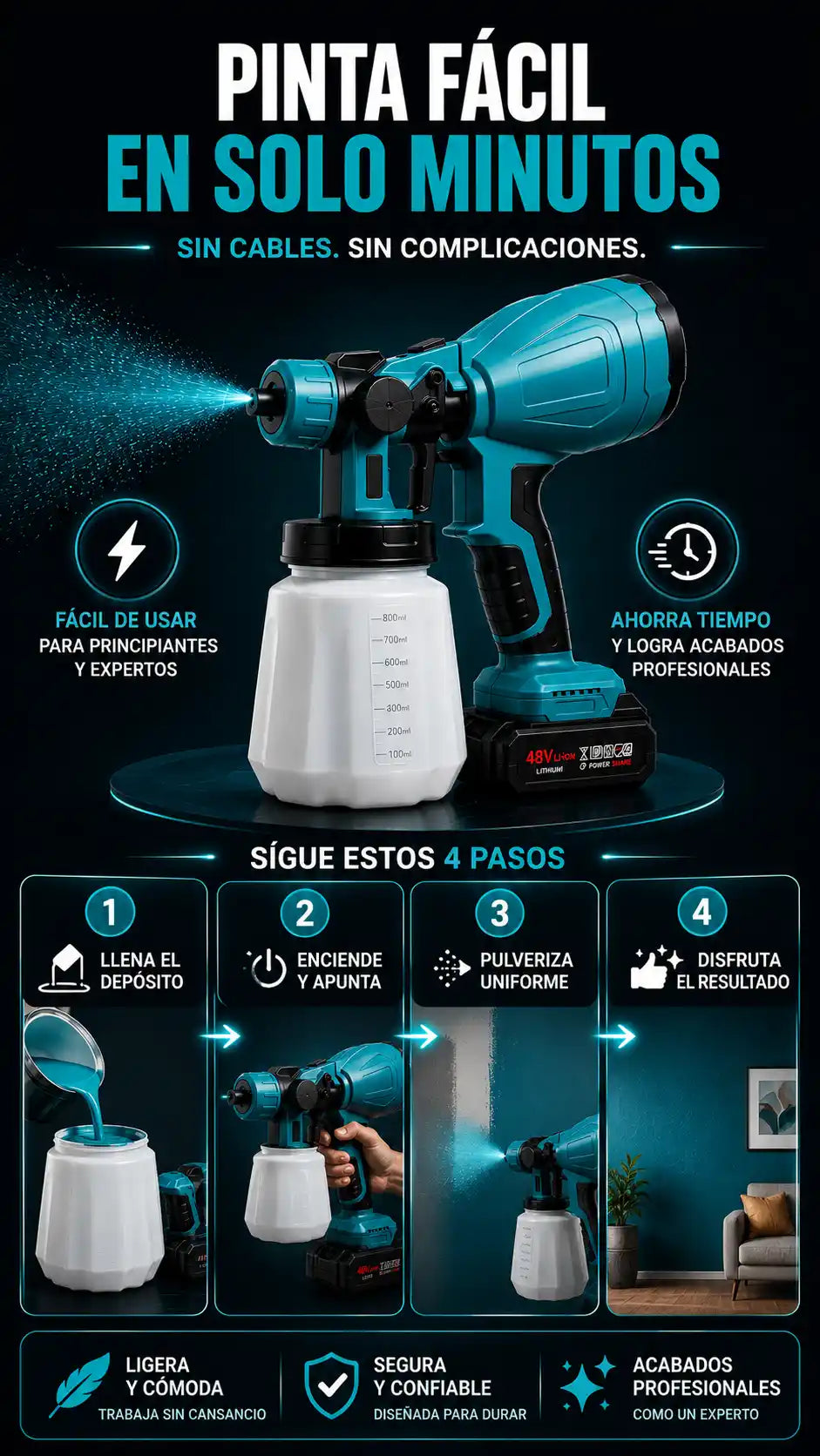 PintuMax Turbo - Pistola Pulverizadora Inalámbrica