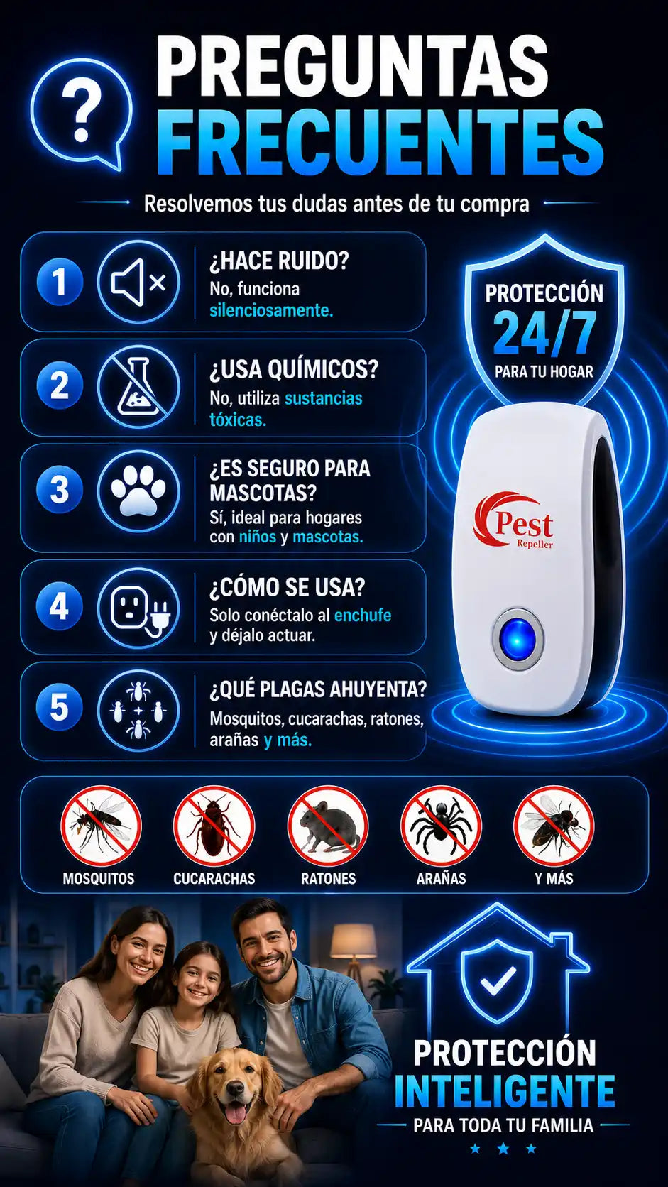Plagas Nunca Más (REPELENTE ULTRASONICO - PAGA 1 Y LLEVA 3)