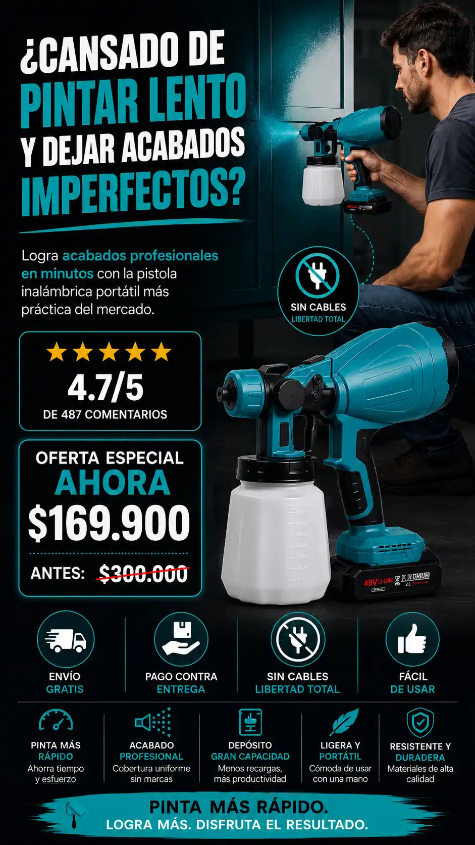 PintuMax Turbo - Pistola Pulverizadora Inalámbrica